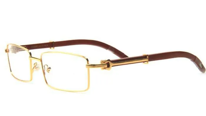 Nieuwe aankomst houten zonnebril voor mannen mode buffel hoornglazen gouden metalen frame heldere lenzen buffel zonnebrillen worden geleverd met box221s