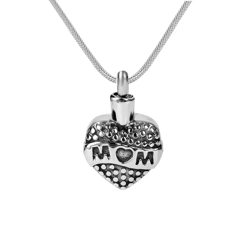 Lelie crematie sieraden roestvrijstalen waterdichte moeder hart hanger hanger herdenkingsmeer as hanger ketting met een geschenkzak174o