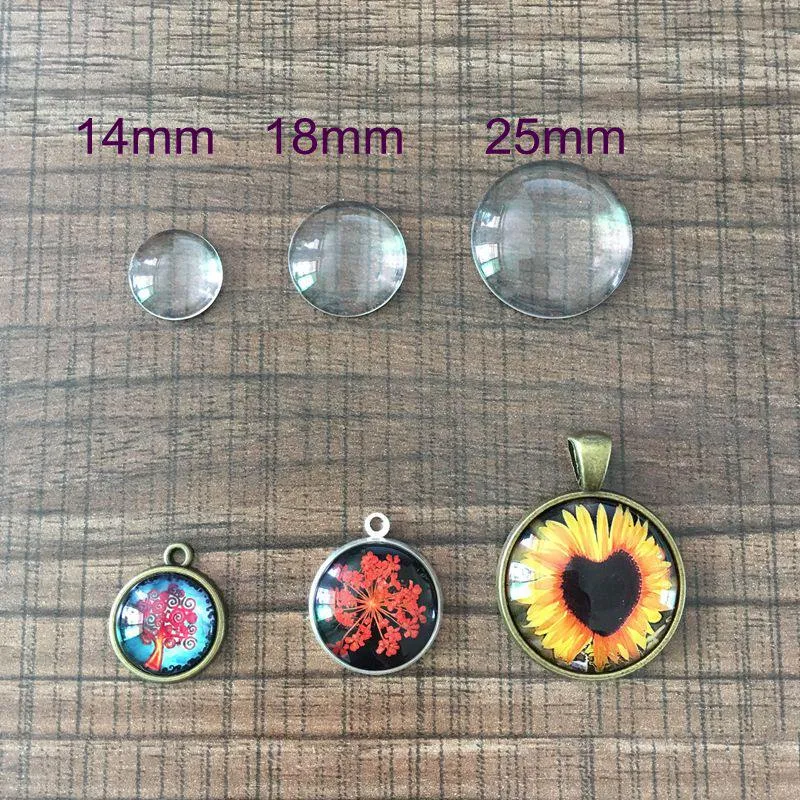 Glas Cabochon Sieraden Componenten Helder Ronde Koepelglas Platte Achterkant Kralen DIY Handgemaakte Bevindingen 14mm 18mm 25mm257q