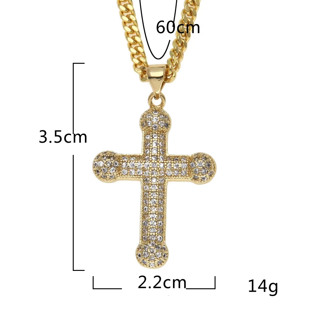 Klasyczne męskie łańcuchy męskie łańcuchy męskie 18K prawdziwe złoto w stylu vintage łacińskie chrześcijańskie wisiorki Naszyjniki 263v