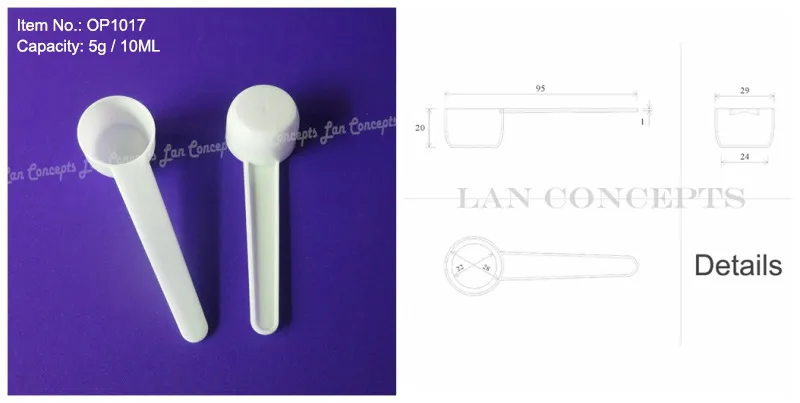 5 г 10 мл пластикового совка 5 грамм измерение HDPE Spoon Spoon Tool для пищевого жидкого медицинского порошка молока - белый 200 % op10172670