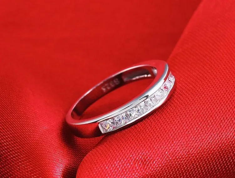 새로운 브랜드 최고 품질 Real 925 스털링 실버 다이아몬드 웨딩 커플 반지 세트 여성 실버 웨딩 약혼 Fine 297Z
