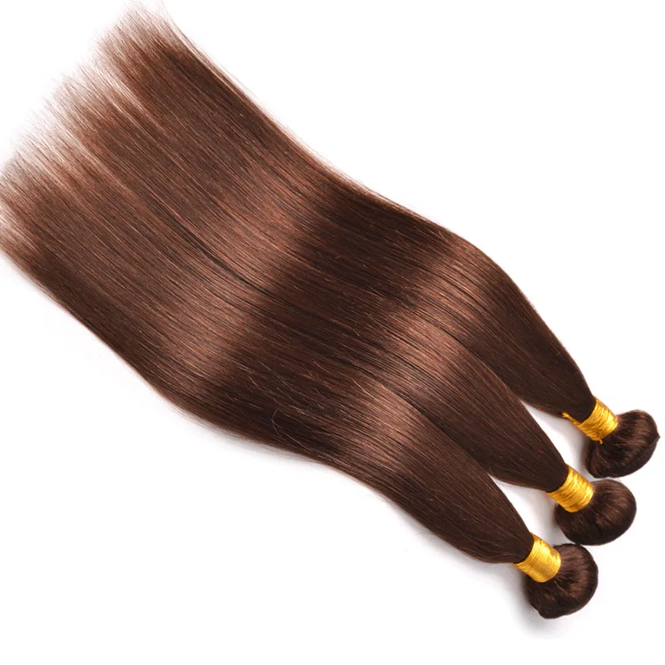 #4 Light Brown Color Indian Virgin Hair 3 Bundles 100gIndian Straight Virgin Hair 10