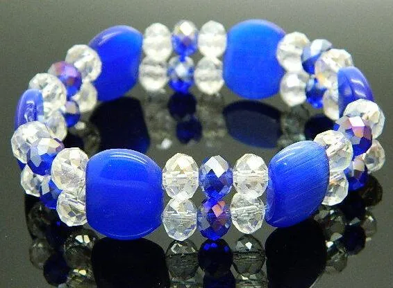10 pçs / lote mistura cores opala facetada ctystal beads pulseiras frisadas fios para o presente de jóias de artesanato CR09