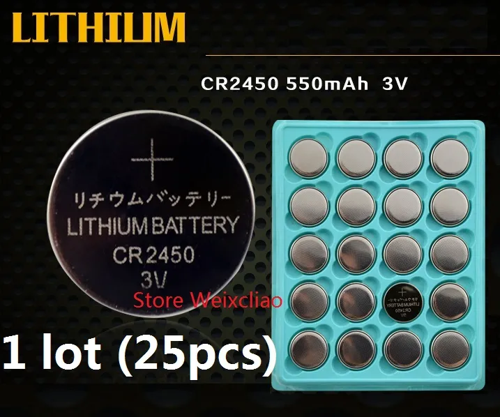 25 pz 1 lotto CR2450 3 V batteria a bottone al litio agli ioni di litio CR 2450 3 Volt batteria agli ioni di litio vassoio pacchetto Spedizione Gratuita