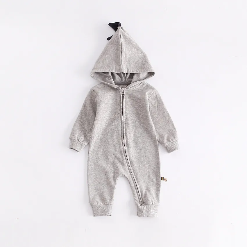 Autumn Infant Baby Cartoon Dinosaur Rompers Long Sleeve Hooded Cotton Climb Clothes Boys Girls Children Overalls Rompers 13349