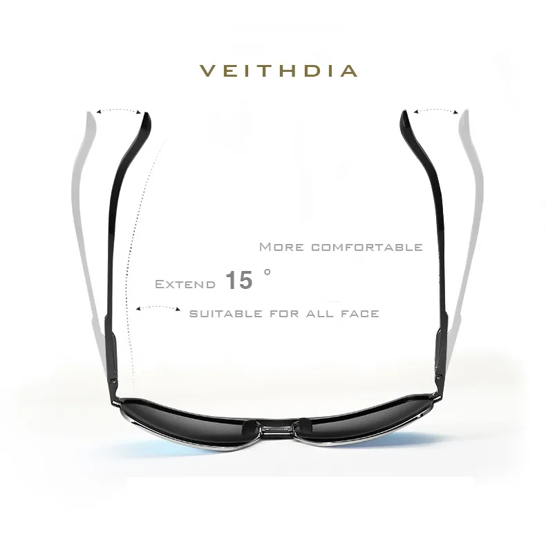 새로운 도착 Veithdia 브랜드 편광 선글라스 남성 al-mg 안경 선 유리 남성 Gafas Oculos de Sol Masculino 6521201b