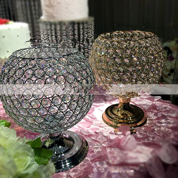 New! flower bowl top crystal candelabras,crystals table wedding centerpieces