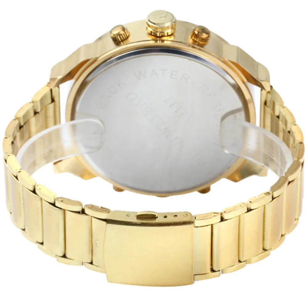 Goldene neue Uhr-Goldart und weise-Mann-Uhr-Edelstahl-Quarz-Uhr-Armbanduhr-Großverkauf SHIWEIBAO Luxusmänner-Uhr-Tropfen-Verschiffen