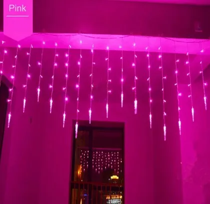 Éclairage de vacances 4x0.6 m Cordes de glace Coloré Fée de Noël de Noël LED Chaîne de rideau Luminarias Décoration de Noël