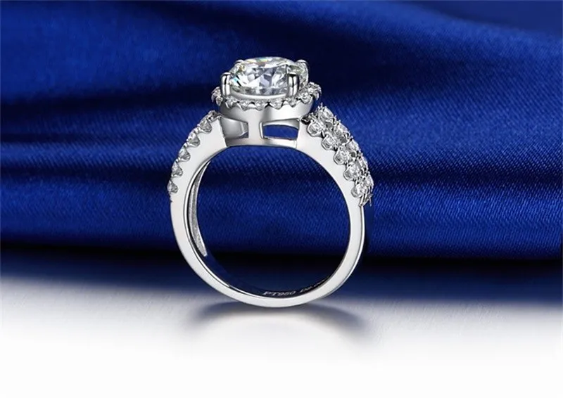 Yhamni Real Solid 925 Silver Wedding Rings Bijoux pour femmes 2 Carat Sona CZ Diamond Engagement anneaux accessoires XMJ510232W