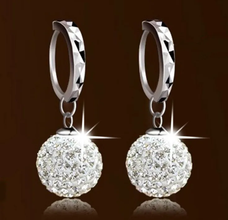 Högkvalitativ lyx Super Flash Full Bling Crystal Princess Ball Silver Women Stud Earrings Party Jewelry G382267Z