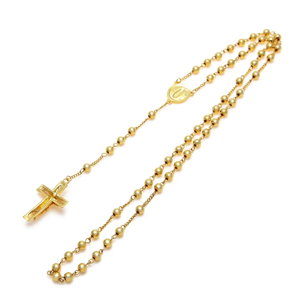 Продать хип-хоп стиль четки из бисера крест кулон Иисус ожерелье с прозрачными стразами 24-дюймовое ожерелье мужчины женщины модные украшения W171n