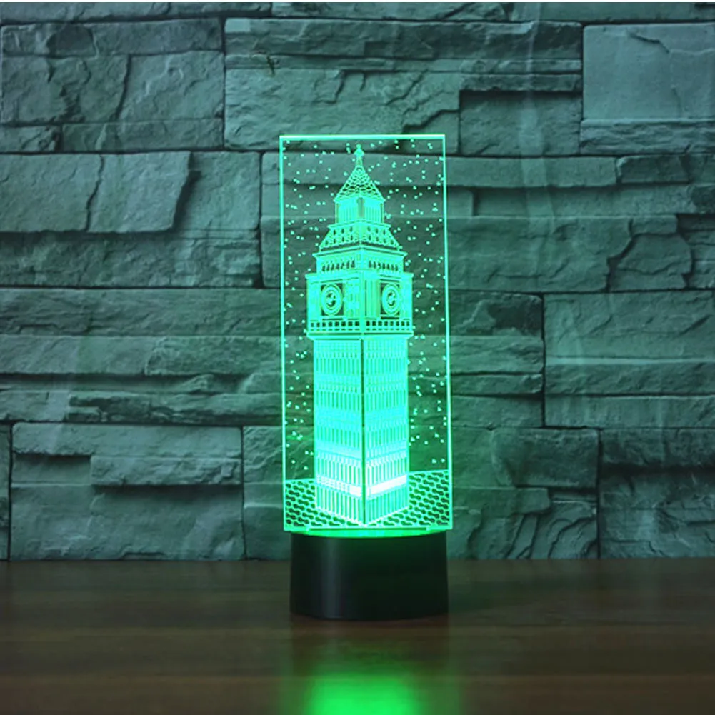 Big Ben Ben 3D Destina di scrivania regalo acrilico Night Light Luce Mobili DECORTULE COLORE SUGGERIMENTO 7 Accessori la casa la casa 274p