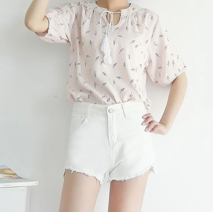 New arrival Denim shorts female high waist white  wide leg summer new shorts JW047 Women's Jeans