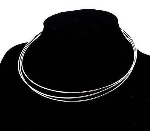 Silver Plated Chokers Necklace Cord Wire For DIY Craft Fashion Jewelry Gift 18inch W22 Shipp224s