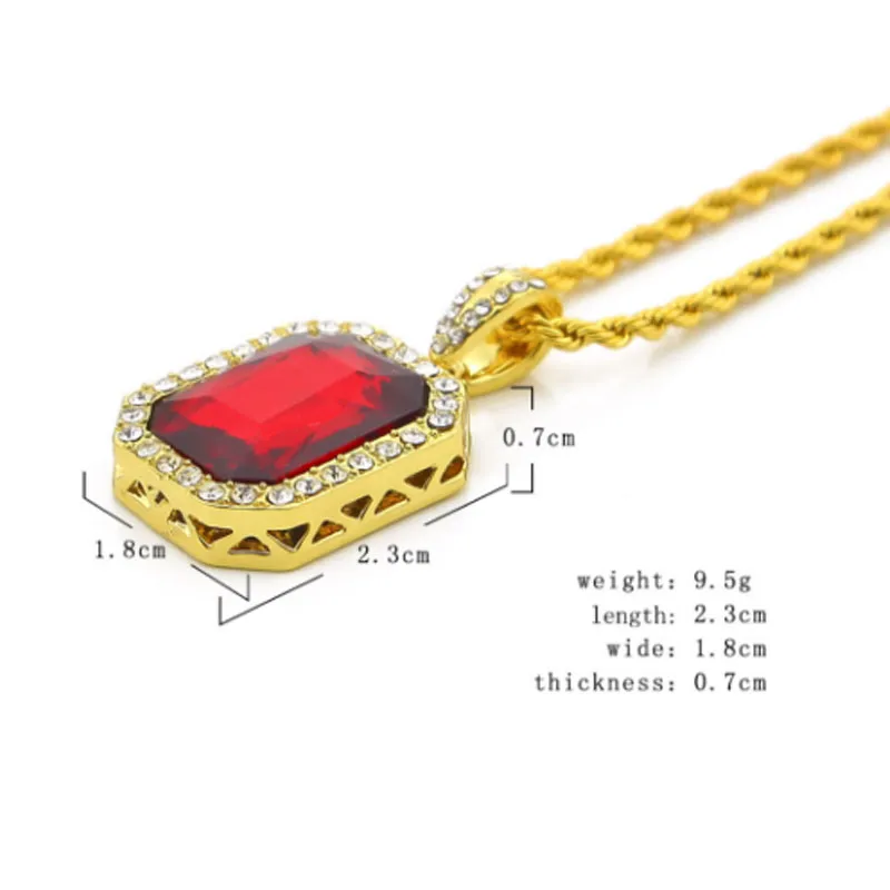 Chiave della vita ghiacciata egiziana Hip Hop Collana con ciondolo croce Ankh 24 con collana con ciondolo rubino rosso Set di gioielli252r