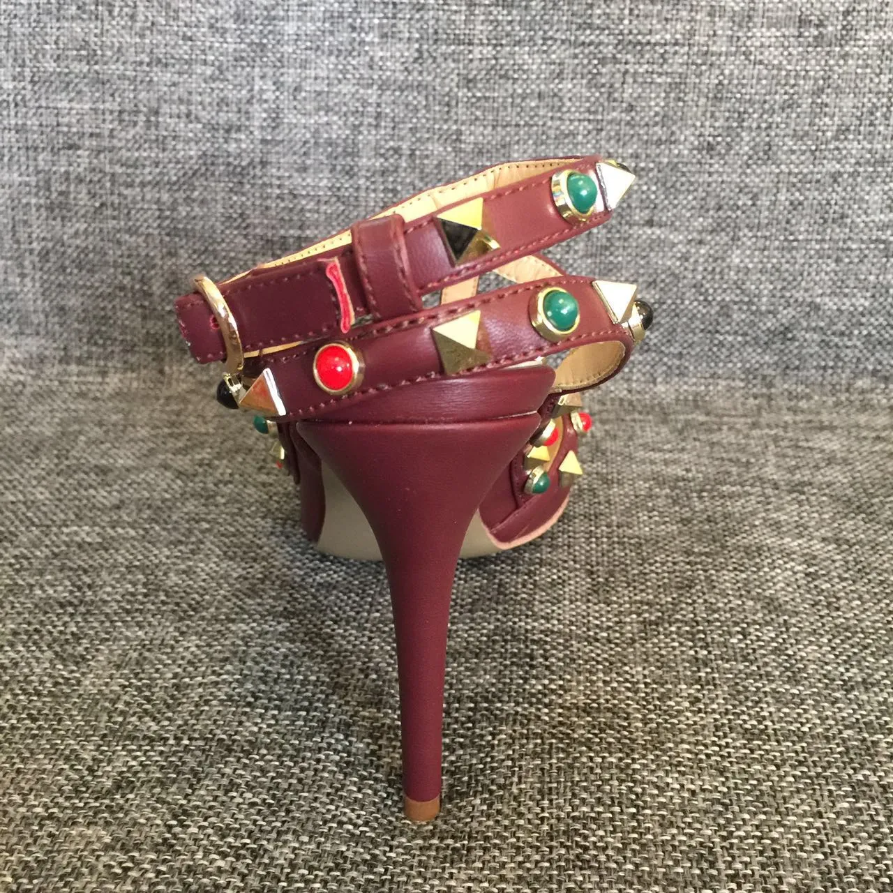 Acquistare Scarpe Vere ~ B112 40/41/42/43 Vera Pelle Bordeaux Gemma Tacchi  A Punta Sandali Sexy 10cm Scarpe Su Misura Moda Gioiello Fashion Designer  Economico | Consegna Veloce E Qualità | It.Dhgate