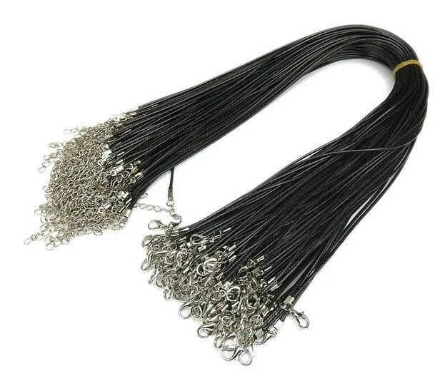 Black Wax Leather Snake Necklace Beading Cord String Rope Wire 18inch For DIY Jewelry W9 279m