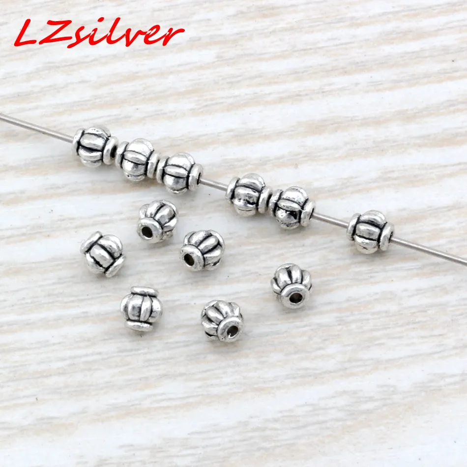 Antique Silver Alloy lantern Spacer Bead 4mm For Jewelry Making Bracelet Necklace DIY Accessories D2343i