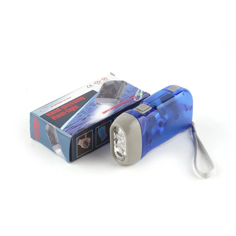 Уличный 3-светодиодный ручной фонарик без батареи, заводной кривошипный динамо-факел, портативный фонарик для кемпинга, 6105900