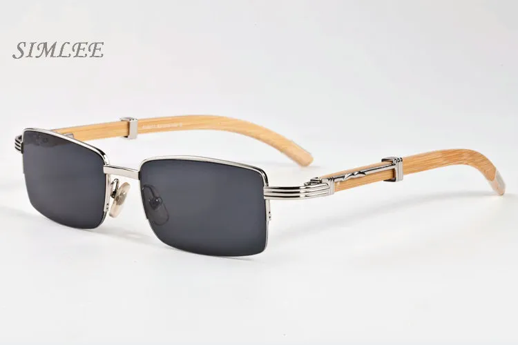 Designer-Sonnenbrillen für Herren, Büffelhorn-Brille, Vintage-Retro-Bambusholz-Sonnenbrille, billige vollrandlose Brillenfassung, klare Linse2737