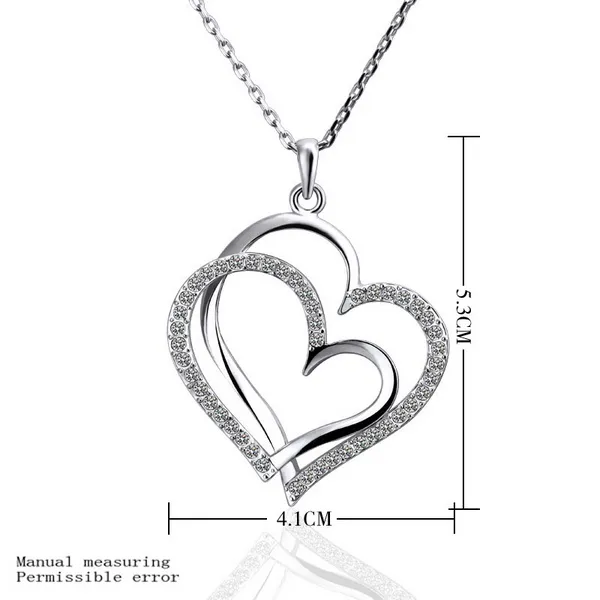 gift White Gold White crystal jewelry Necklace for women DGN498 Heart 18K gold gem Pendant Necklaces with chains235K