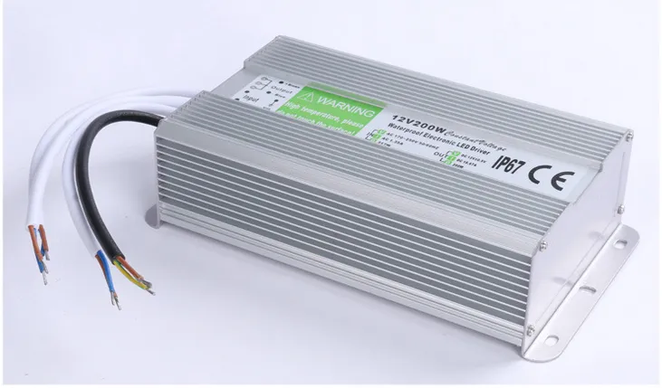 La fuente de alimentación LED de alta calidad a prueba de agua 200W llevó el controlador Transformadores de iluminación uso exterior Salida DC12V 24V entrada CA 90V ~ 130V / 170V ~ 250V