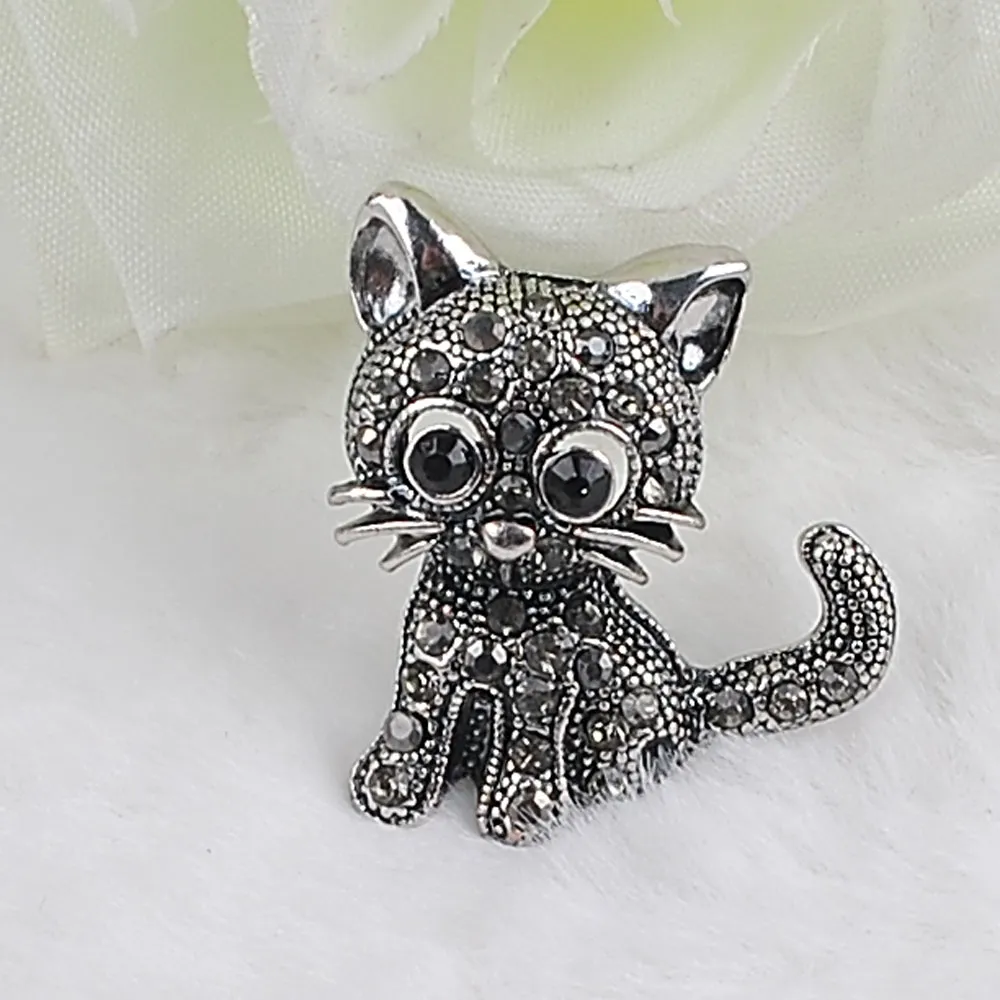 Broches modernos Broches de gato fofos Pin Up Up Jewelry for Women Suit Hats Clips Antique Silver Corsages312f