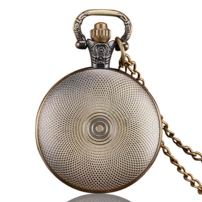 Relógio de bolso desgin com tema de bronze inteiro com corrente de colar para homens e mulheres antigo presente294r
