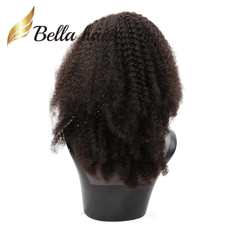 Afro Kinky Front Curly / Perruque pleine dentelle 100% Naturel Naturel Naturel Couleur Black Bella Perruques de cheveux en gros