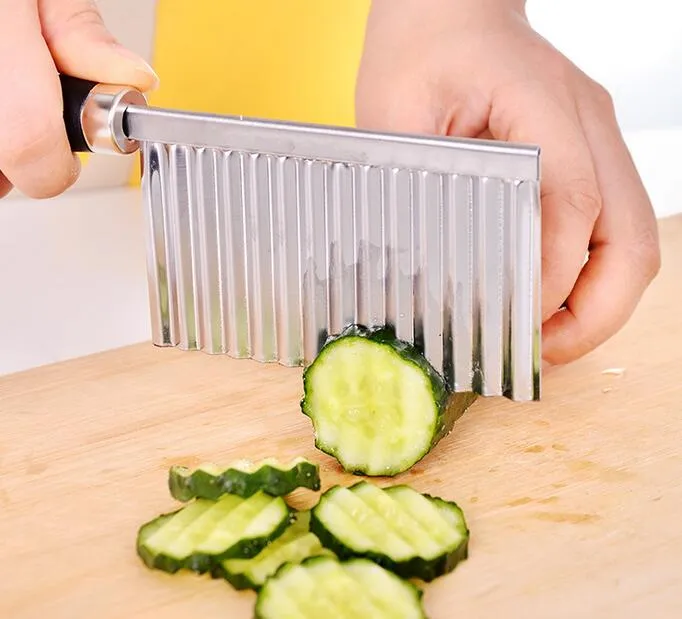 Vegetable Cutter Stainless Steel Potato Wavy Edged Cutter Knife Gadget Vegetable Fruit Potato Cutter Peeler Cooking Tools G418