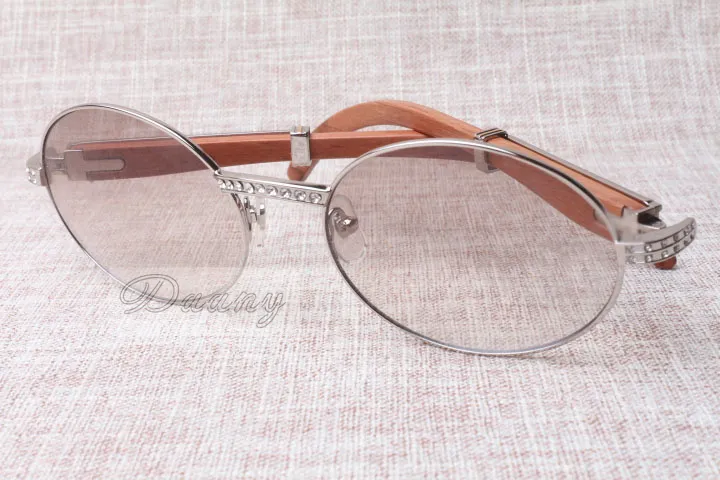 2019 nieuwe stijl retro rond frame hoogwaardige trendy luxe diamanten zonnebril T7550178 met houten brilveren voor unisex maat 57-22-260H