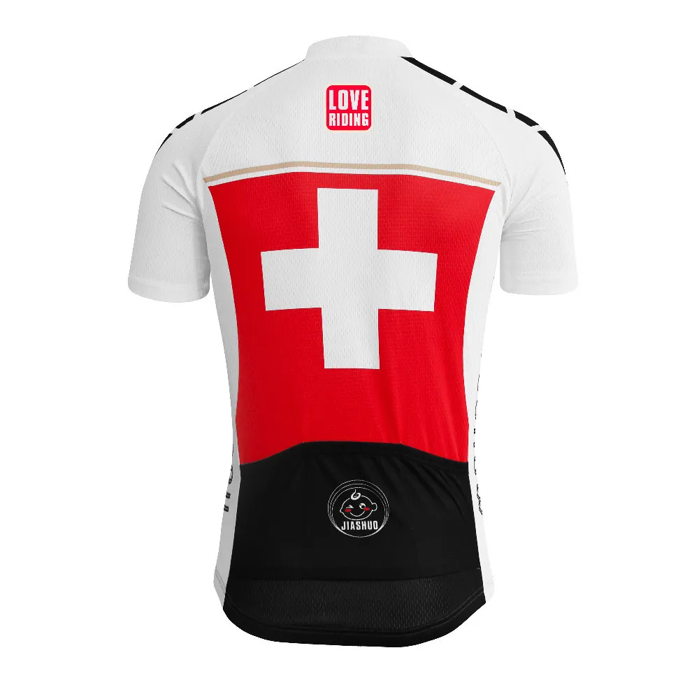 Män 2017 Cycling Jersey Schweiz Swiss Red Clothing Bike Wear Mountain Road Mtb Ropa Ciclismo Maillot Riding Pro Racing Team No289o