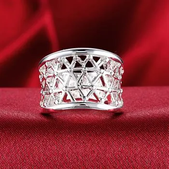 Venta al por mayor - Venta al por menor precio más bajo regalo de Navidad, envío gratis, nuevo anillo de plata 925 moda R032