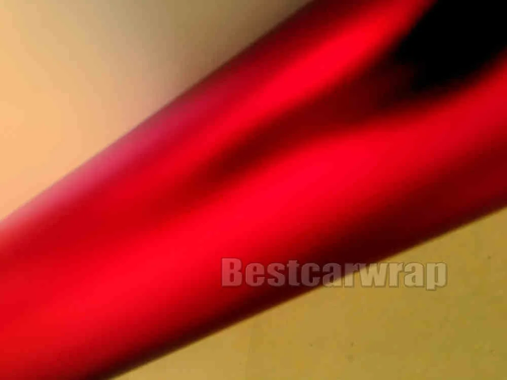 Union Red Satin Chrome Car Wrap Film with air bubble Free For Luxury Vehicle / truck Graphics Covering foil size 1.52x20m/Roll