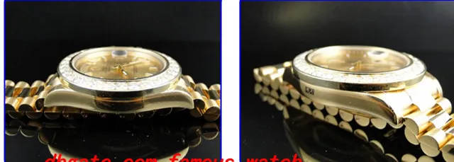 Stainless Steel Bracelet New Mens 2 II Solid 18 kt 41MM Diamond Watch Gold Dial 8 Ct Automatic Mechanical MAN WATCH Wristwatch277q