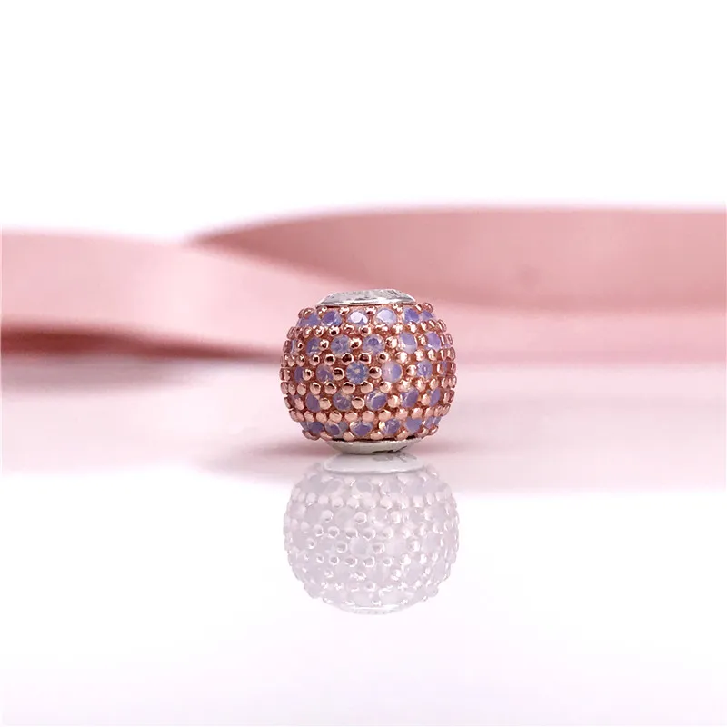 LOVE ESSENCE COLLECTION Charm In Rose Gold With Silver Core And Opalescent Pink Crystal Fit For European Jewelry Bracelets 796064NOP