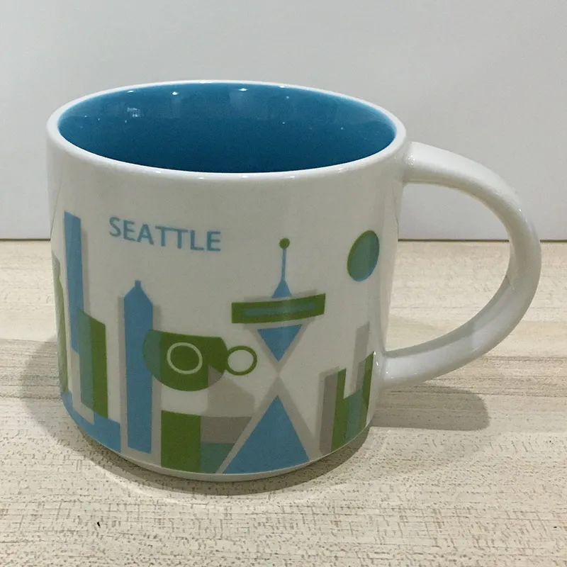 14 uncji Ceramiczny Starbucks City Mub American Cities Cities Coffee Mug z oryginalnym pudełkiem Seattle City276i