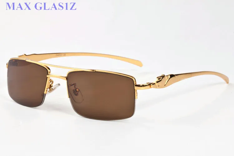 Lunettes de soleil rectangulaires pour hommes et femmes, montures en argent doré, nouvelle mode sport, lunettes en corne de buffle, lentilles claires avec une meilleure qualité241F
