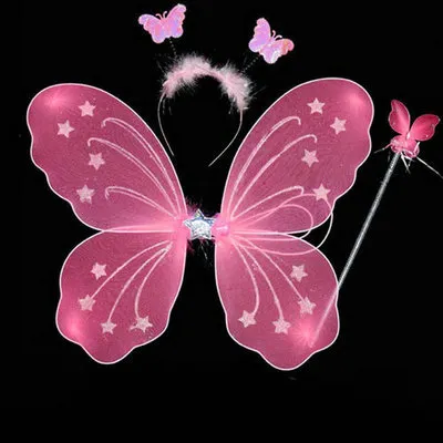 20 piezas Little girl angel butterfly wings juguete de tres piezas para niños accesorios de disfraces varita mágica varita mágica