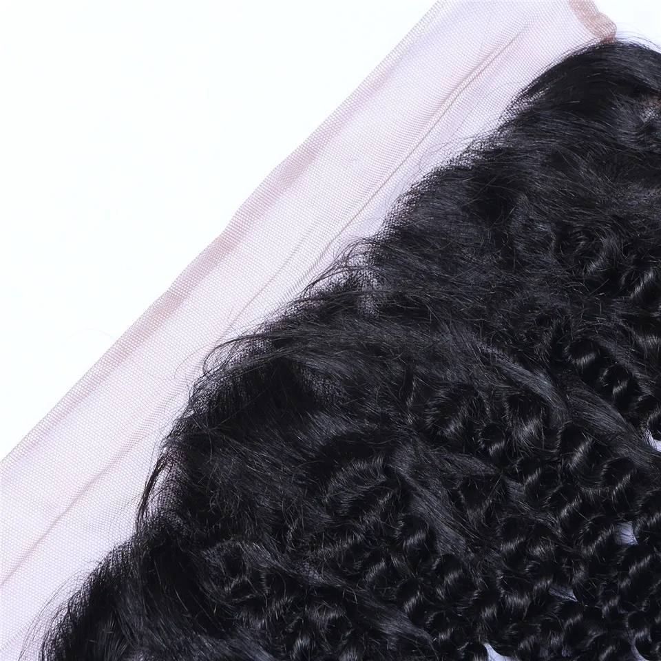 Brazilian Kinky Curly 13x4 Ear To Ear Pre Plucked Lace Frontal Closure With Baby Hair Remy Human Hair Free Part