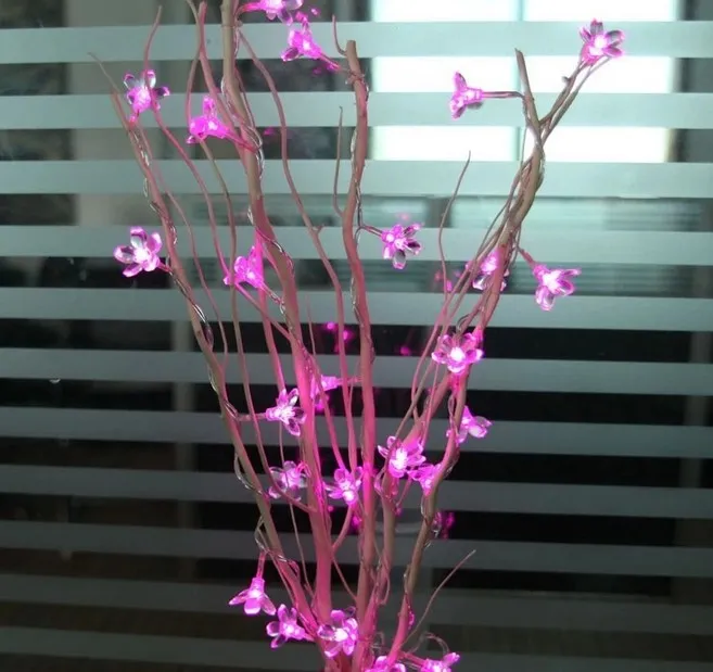 Dried Flowers Tree LED Light Branches Natural 25 Cherry Tree Flowers Room Christmas Ornament Light Garland