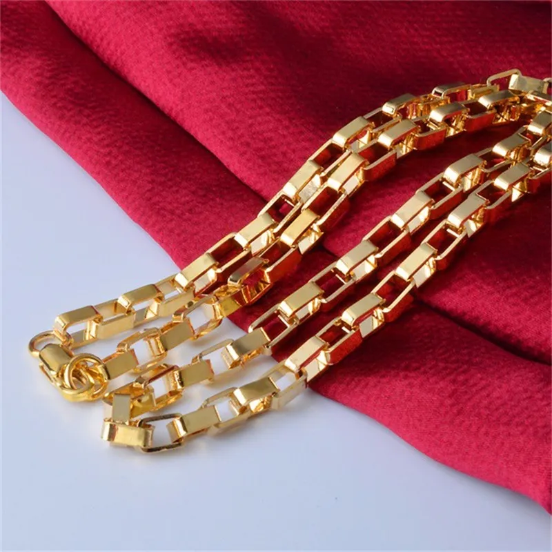 Yhamni guldfärghalsband för män guldfärghalsband med stämpel män smycken hel ny trendig 4 mm 50 cm kedjehalsband nx185314h
