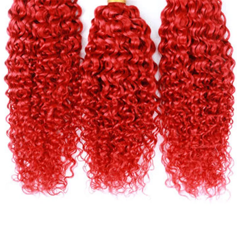 Kinky Curly Red Hair Wefts Peruvian Brazilian Virgin Human Hair Bundles Red Kinky Curly Hair Extensions 