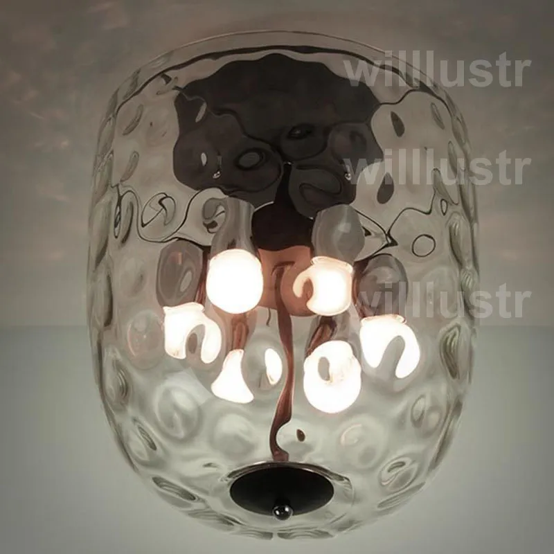 천장 램프 투명 유리 그늘 조명 투명 파인애플 워터 파 크리스탈 파리 건축 우유 유리 에코 플러시 마운