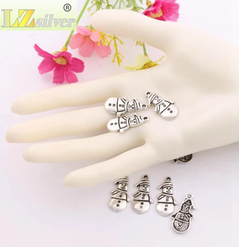 Julklappar Snowman Winter Charm Beads 200st 12 4x25mm Antika silverhängen Fashion Jewelry DIY L772238I