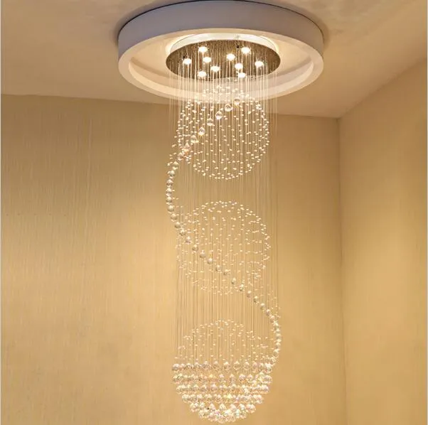 LED Crystal Chandeliers Lights stairs hanging light lamp Indoor lighting decoration with D70CM H200CM chandelier light fixtures264V