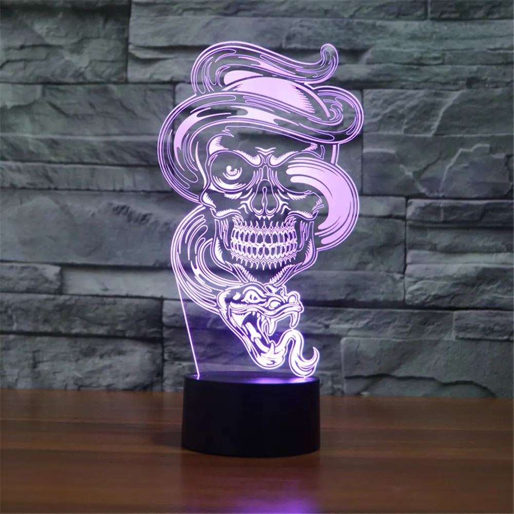 3D optische illusie grappige spook kleurrijke gradiënten touch acryl nacht licht Thanksgiving Halloween kerstcadeau 3D lamp2200