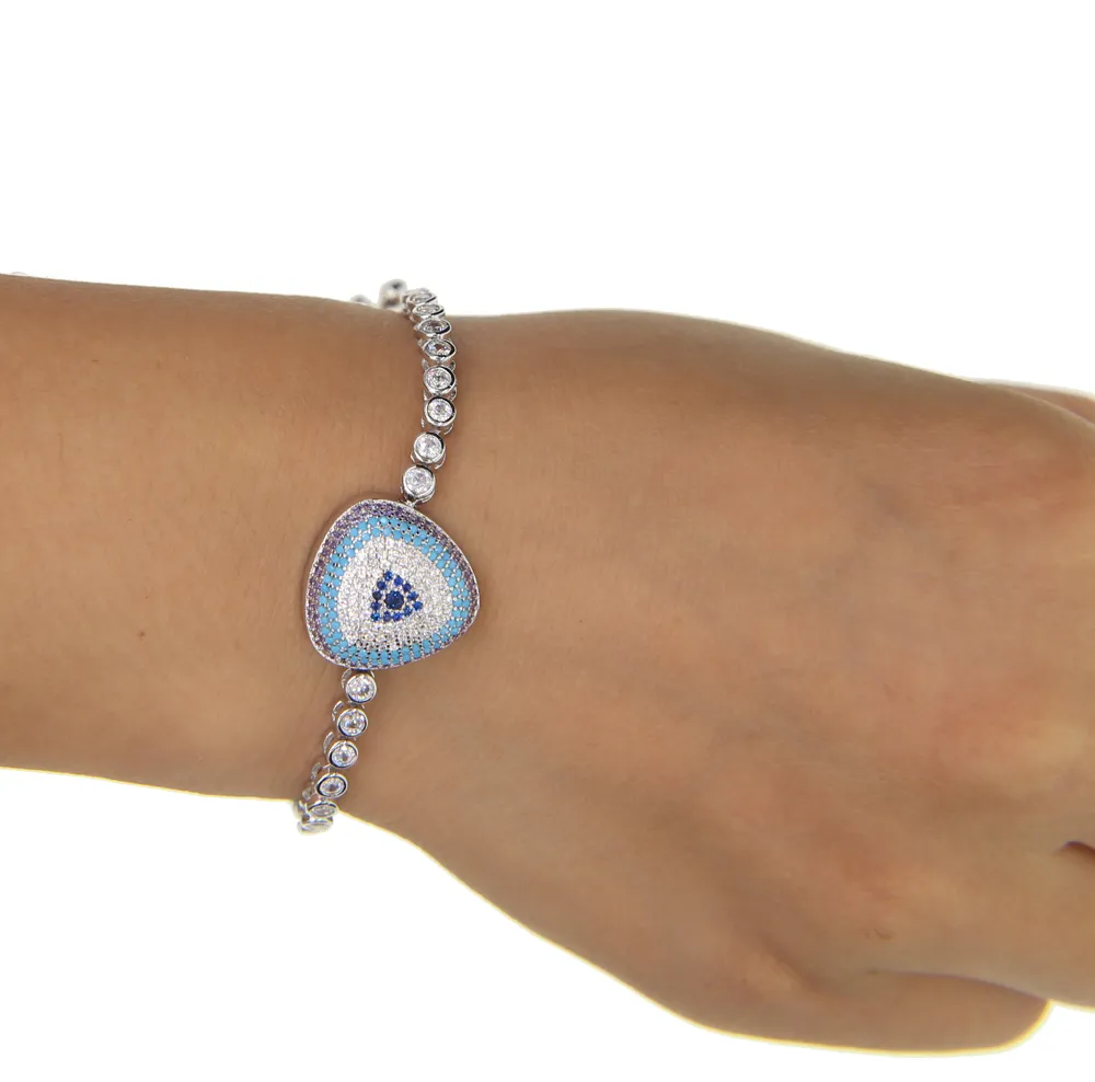 design 2 5mm cz tennis chain purple clear turquoise colorful stone turkish evil eye tennis bracelet for women girl